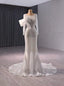 White Mermaid Long Sleeve Beading Wedding Dresses