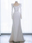 White Mermaid Long Sleeve Square Pleats Wedding Dresses