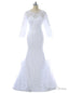 White Mermaid Long Sleeves Lace Long Dresses Mother Of The Bride Dresses