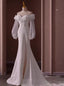 White Mermaid Off the Shoulder Long Sleeve Wedding Dresses