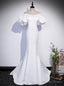 White Mermaid Off the Shoulder Puff Sleeve Prom Dresses