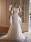 White Mermaid Sequins Spaghetti Straps Beading Wedding Dresses