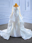 White Mermaid Tulle Appliques Long Sleeve Wedding Dress