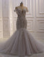 White Mermaid Tulle Appliques Sequins Beading Wedding Dress
