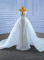 White Mermaid Tulle Sequins Beading Pearls Wedding Dresses
