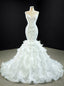White Mermaid Tulle Spagehtti Straps Beading Sequins Prom Dresses