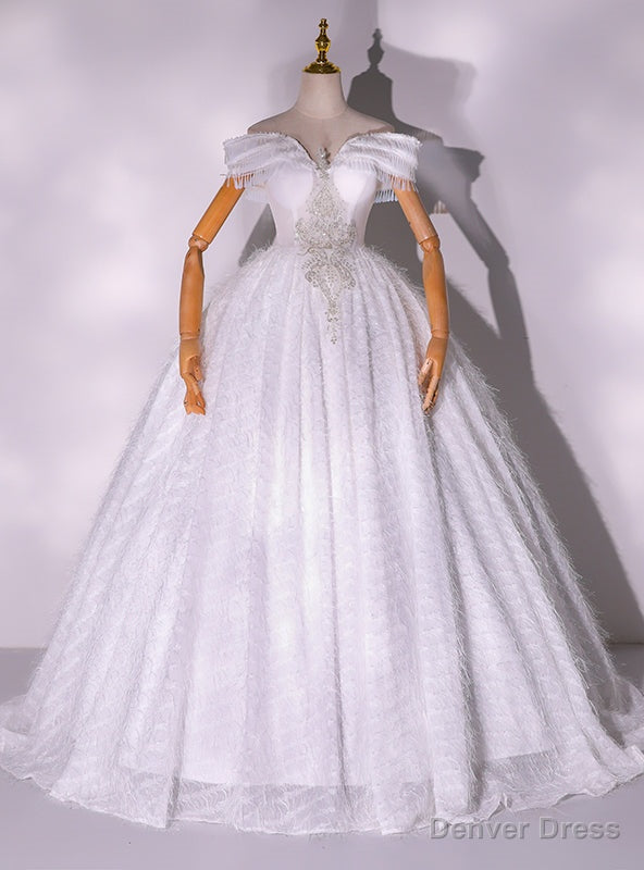 White Off the Shoulder Beading Crystal Quinceanera Dress Main image