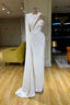 White One Shoulder Mermaid Prom Dresses High Neck Prom Gowns