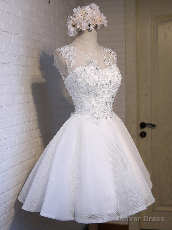 White Organza Lace Homecoming Dresses