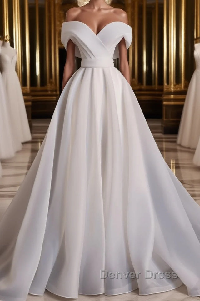 White Organza Long Prom Dress, White Long Prom Dresses Main image