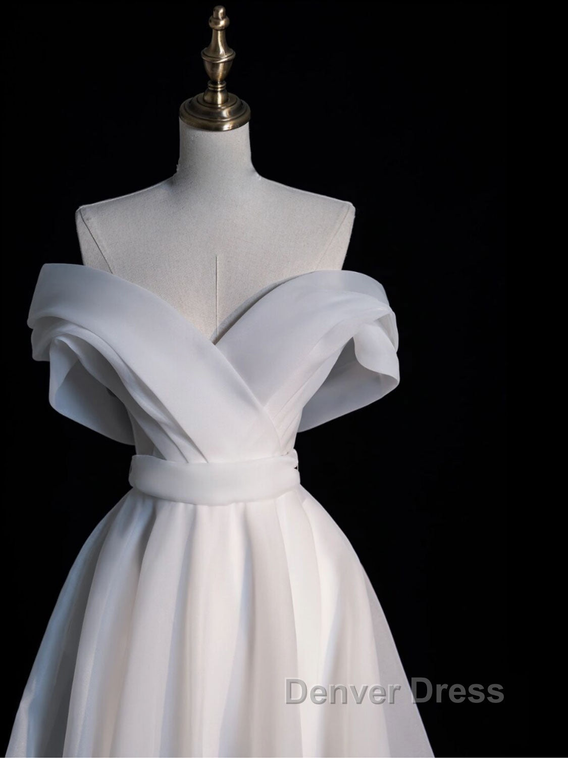 White Organza Long Prom Dress, White Long Prom Dresses Secondary image