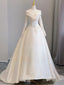 White Satin Long Sleeve Wedding Dress