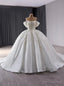 White Satin Off the Shoulder Sequins Pearls Wedding Dresses