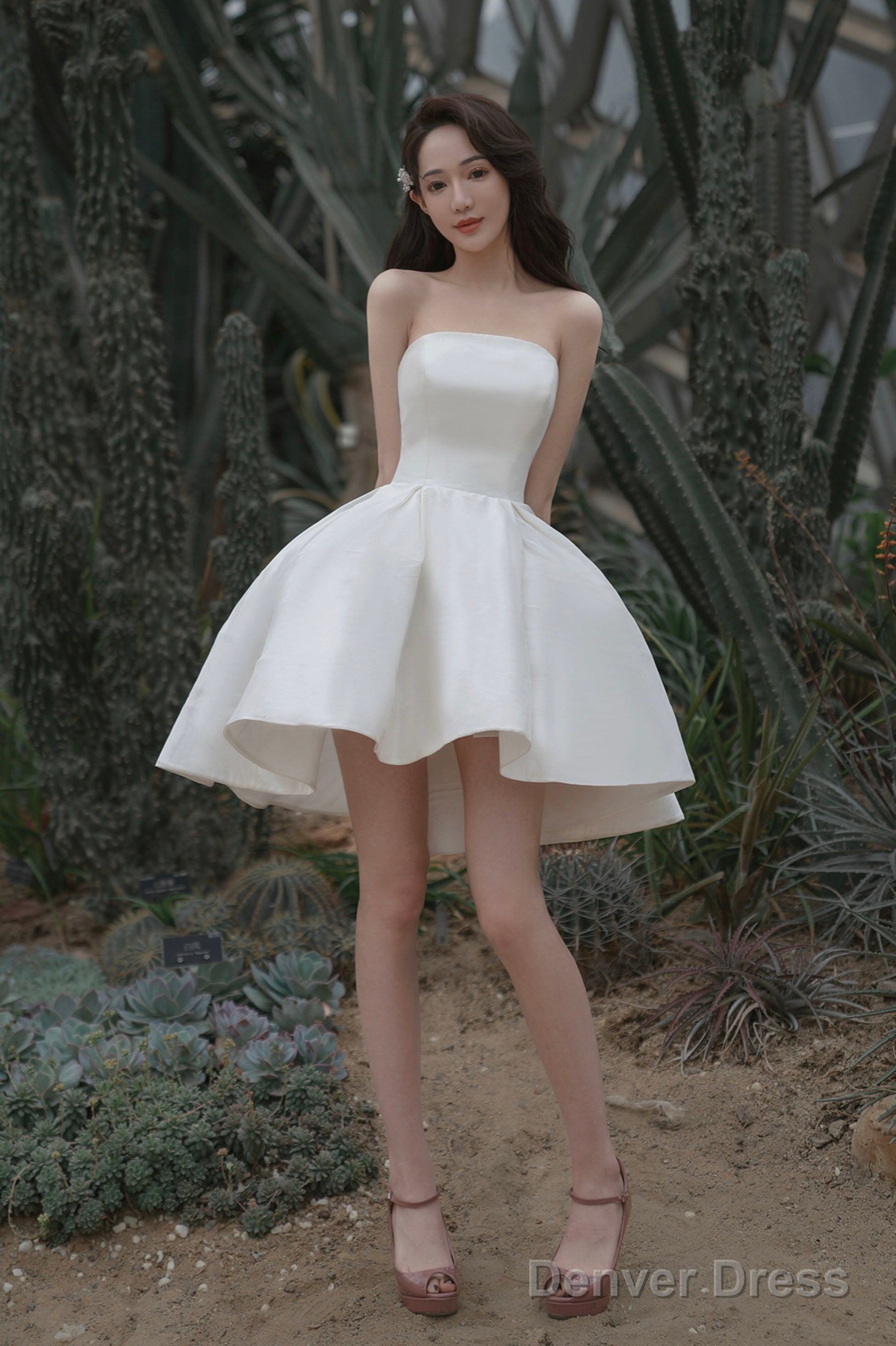 White Satin Short A-Line Prom Dress Homecoming Dress