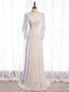 White Sequins Long Sleeve V-neck Prom Dress