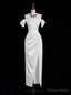 White Sheath Satin Off the Shoulder Wedding Dress