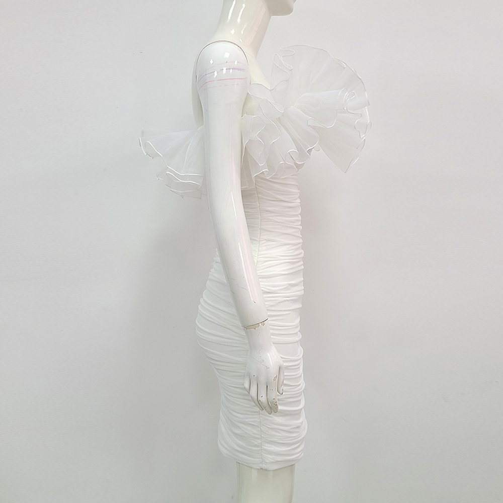 White Short Homecoming Dresses With Rufflues