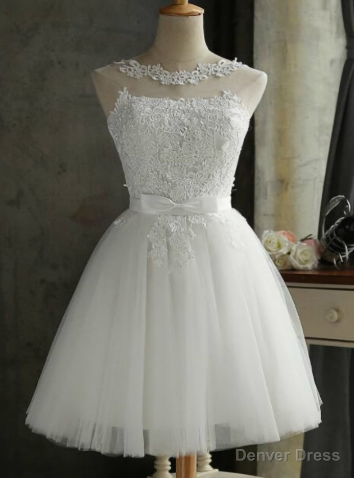 White Short Lace Homecoming Dress Main image