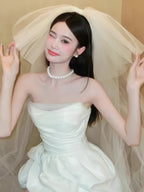 White Short Wedding Dress Satin Bridal Dresses