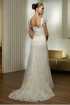 White Simple, Fashionable And Elegant Bow Decoration, Long Exquisite Lace Floor-Length Tail Ball Gowns, Prom Gowns, Ball Gowns, Imperial Gowns, Wedding Dresses