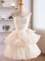 White Spaghetti Strap Tulle Homecoming Dress