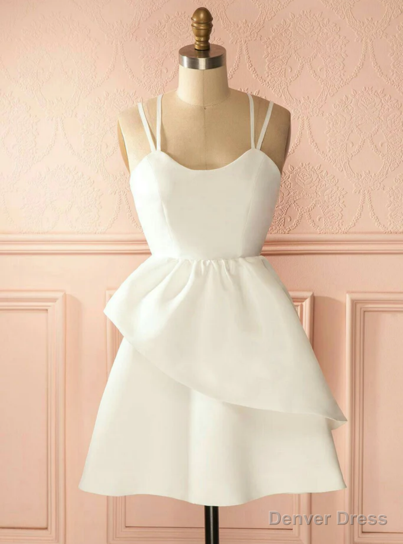 White Spaghetti Straps Homecoming Dress Main image