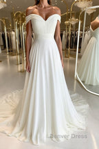 White sweetheart chiffon long prom Dress white Prom Dresses