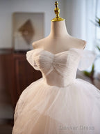 White Sweetheart Neck Tulle Lace Short Prom Dress, White Homecoming Dresses