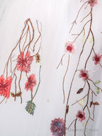 White Sweetheart Tulle Applique Long Prom Dress, White Evening Dress