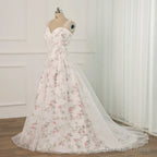 White Tulle and Floral Long Straps Prom Gowns Beautiful White Prom Dress shops