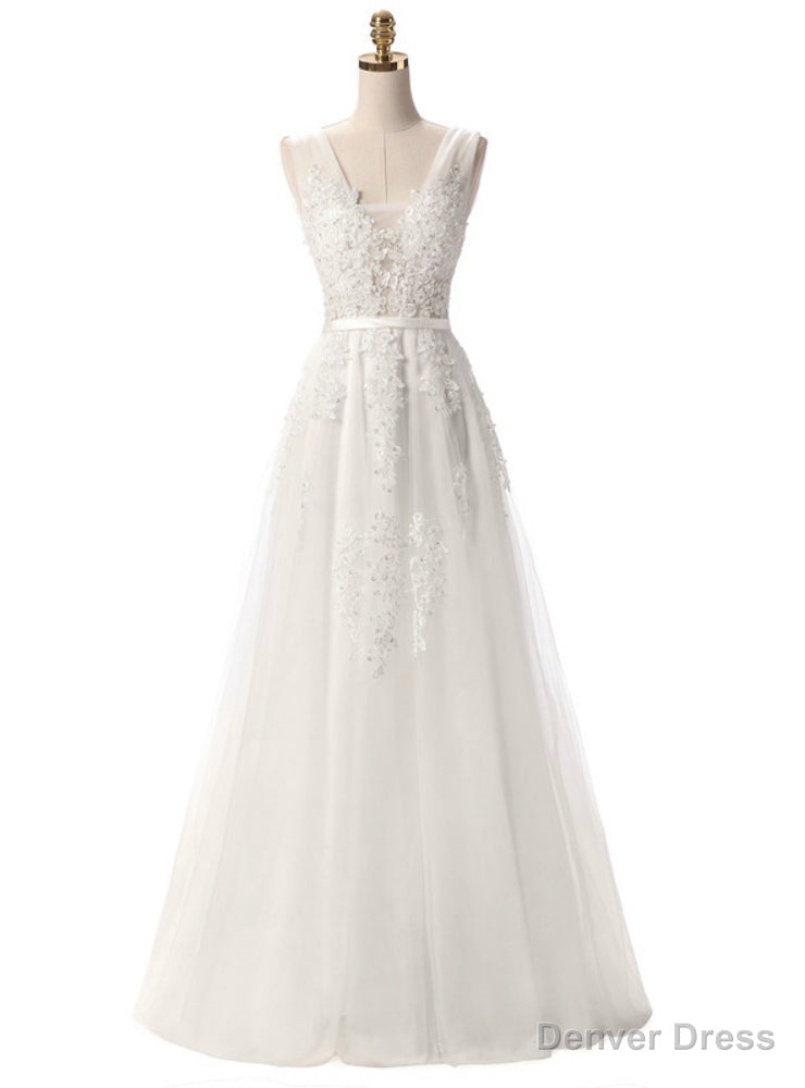 White Tulle Lace Backless Bridesmaid Dresses Main image