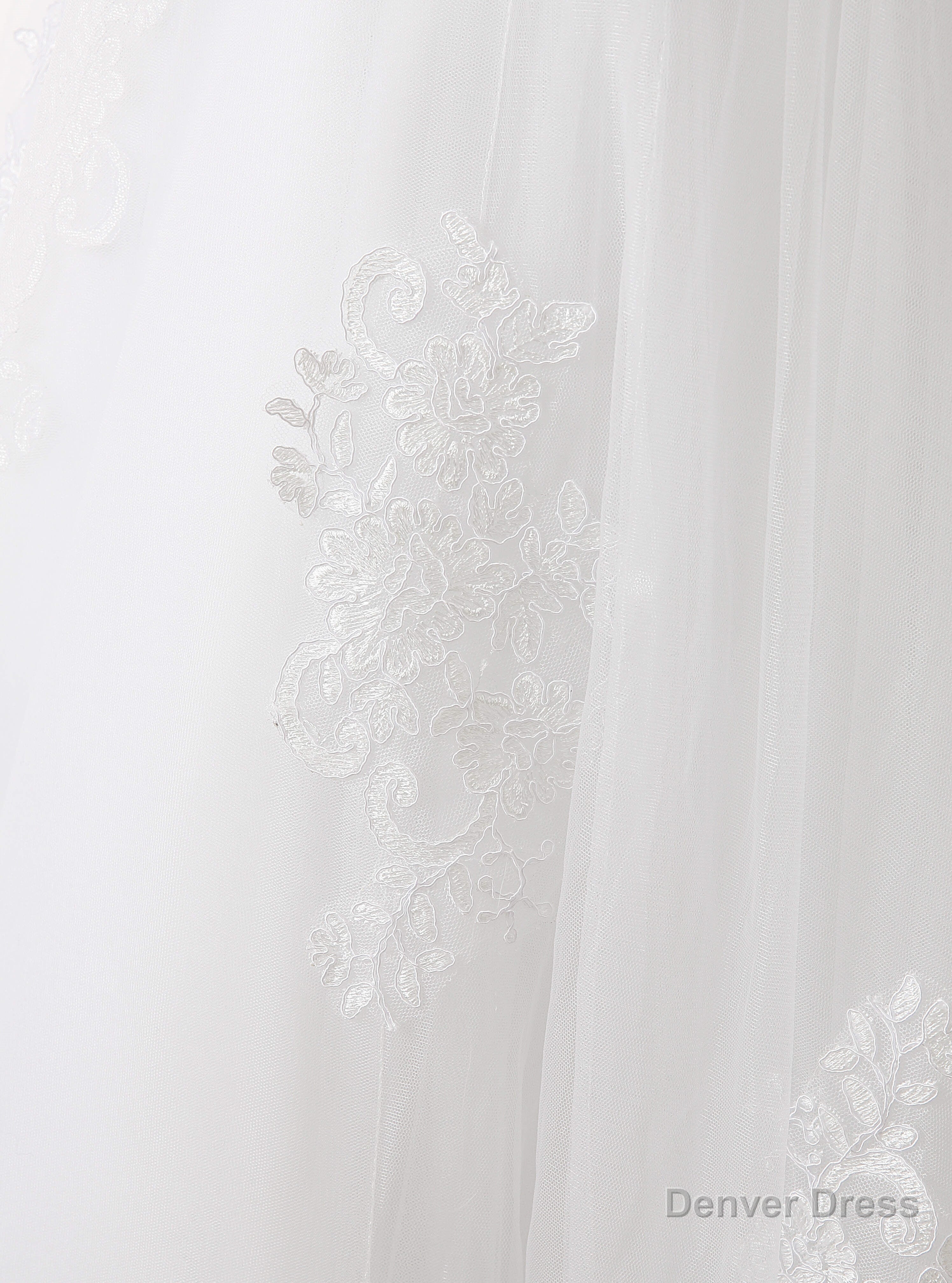 White Tulle Lace Strapless With Sash Wedding Dresses