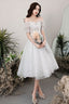 White Tulle Off Shoulder Sequin Short Prom Dress White Homecoming Dress