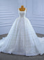 White Tulle Sequins Beading Heavy Work Wedding Dress