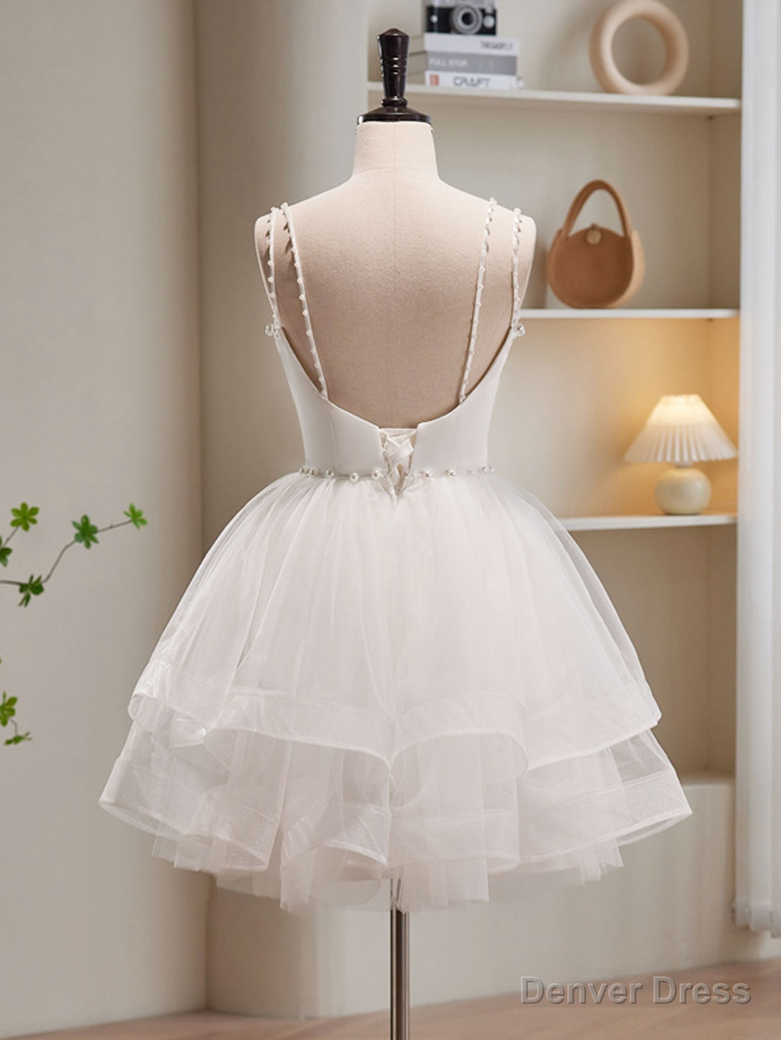 White Tulle Short Prom Dress, Cute White Puffy Homecoming Dresses