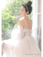 White Tulle Short Sleeves Homecoming Dress, White Prom Dress Graduation Dresses