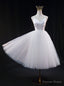 White Tulle Spaghetti Straps Short Wedding Dresses