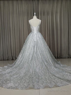 White V Neck Sequin Tulle Long Prom Dress White Tulle Prom Dresses
