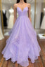 Wholesale Ball Gowns A Line Prom Dress Sparkle & Shine Dresses Prom Wedding Prom Floor Length Sleeveless Sweetheart Tulle Backless With Pleats Ruffles