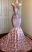 Wholesale Open Back Pink Fit and Flare Prom Dress Real Model Series Sleeveless Appliques Graduation Dresses On Sale