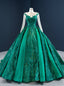Wide Range Of Green Sequins Satin Long Sleeve Scoop Pleats Prom Dress