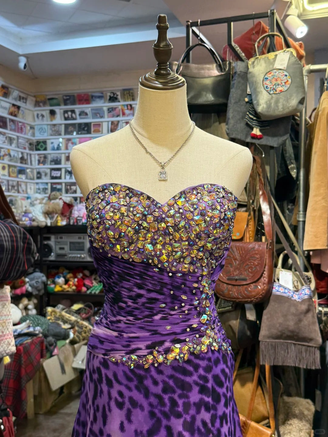 Wild Purple And Black Leopard Print Mermaid Strapless Chiffon Long Prom Dresses Evening Dresses