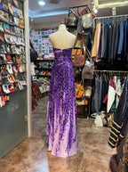 Wild Purple And Black Leopard Print Mermaid Strapless Chiffon Long Prom Dresses Evening Dresses