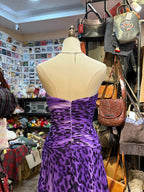 Wild Purple And Black Leopard Print Mermaid Strapless Chiffon Long Prom Dresses Evening Dresses