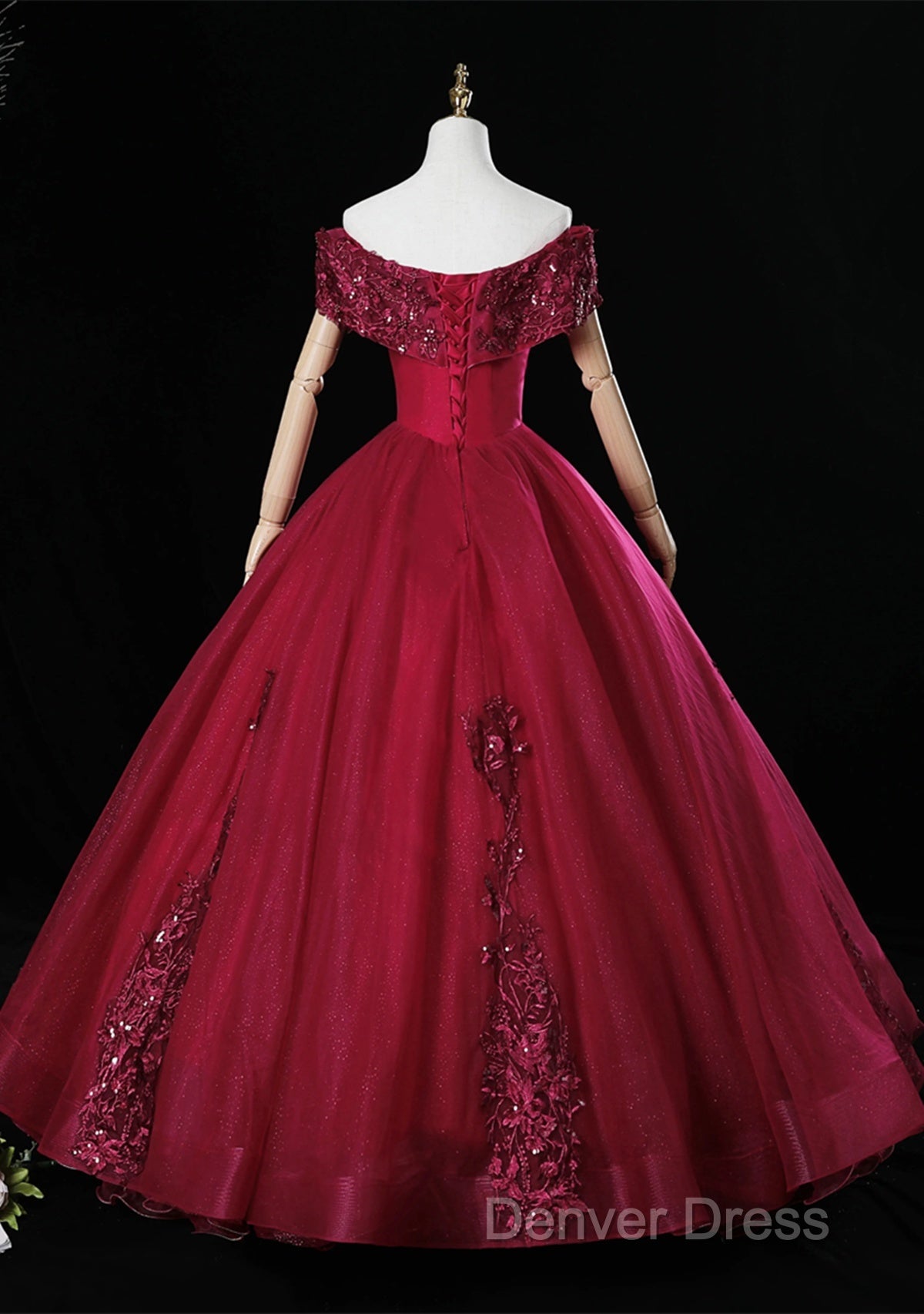 Wine Red Ball Gowns Sweetheart Off Shoulder Long Prom Dress, Wine Red Sweet 16 Dresses
