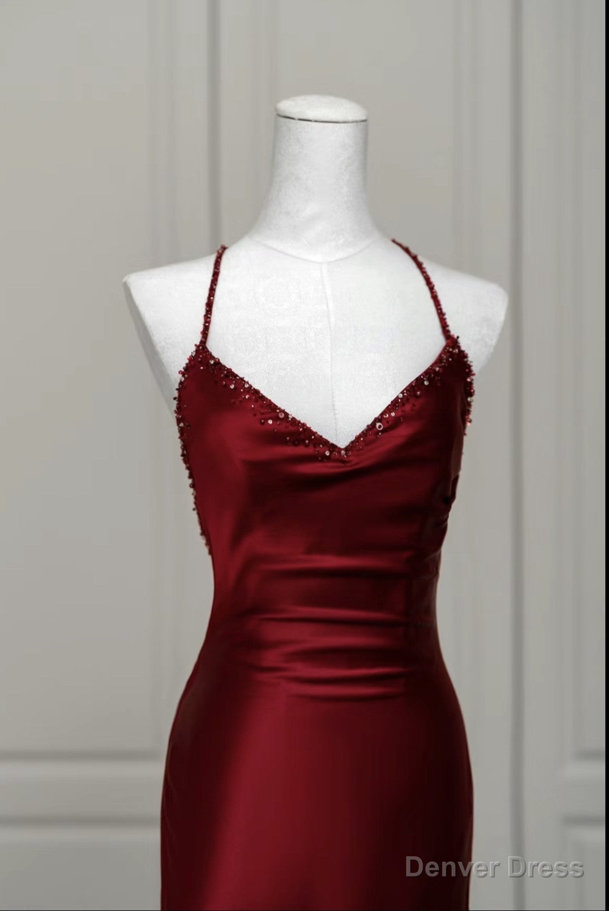 Wine Red Mermaid Backless Long Prom Dress, Wine Red Long Prom Dresses