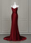 Wine Red Mermaid Backless Long Evening Dress, Wine Red Long Prom Dress