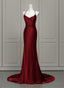 Wine Red Mermaid Backless Long Prom Dress, Wine Red Long Prom Dresses