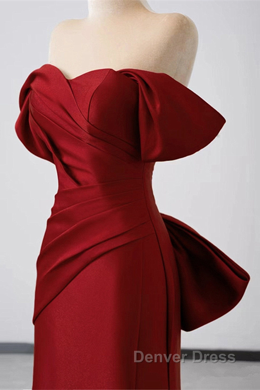 Wine Red Off Shoulder Mermaid Long Party Dresses, Wine Red Evening Dresses Prom Dresses Secondary image