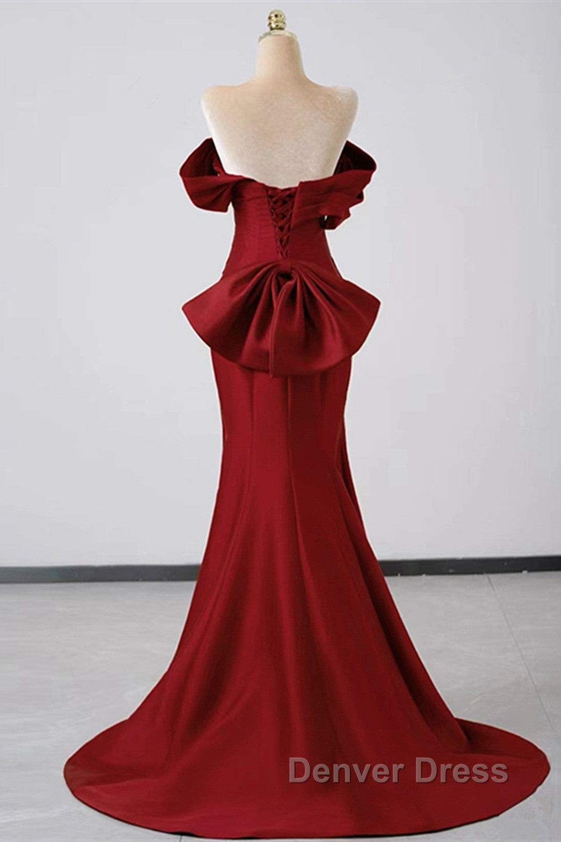 Wine Red Off Shoulder Mermaid Long Party Dresses, Wine Red Evening Dresses Prom Dresses
